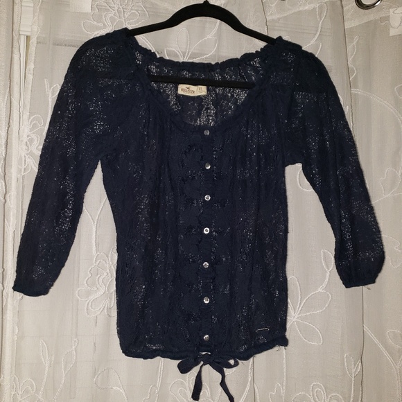 Hollister Tops - 💛 HOLLISTER TOP, navy blue lace, size XS 💛